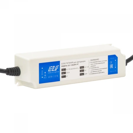Блок питания ELF, 12В, 60Вт, пластик, IP67 ELF-12E60PC-PT