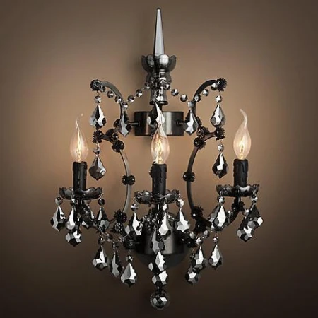 Бра BLS 30470 19th c Rococo iron and Smoke crystal